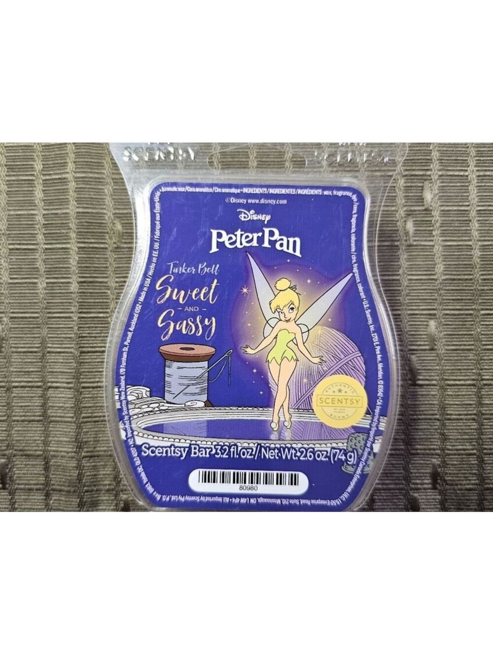 Disney Peter Pan Tinker Bell Sweet & Sassy Scented Wax Melt Bar